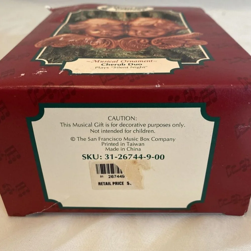 VTG Y2K San Francisco Music Box‎ Co Christmas Cherub Angel Ornament Silent Night